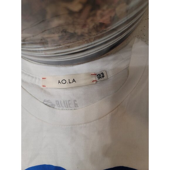 Alice + Olivia Rolling Stones Top Xs/S white/blue - Picture 3 of 5